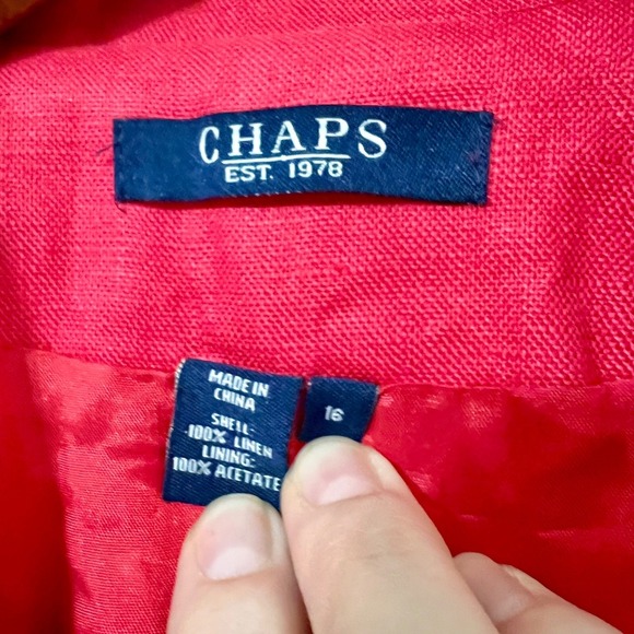 Chaps Women's Red 100% Linen Blazer & Skirt Suit Set Size 16, Size 12 Skirt‎ - Picture 4 of 9